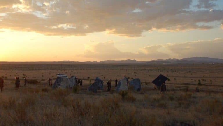 solar-powered sculpture “stone circle” unveiled in marfa