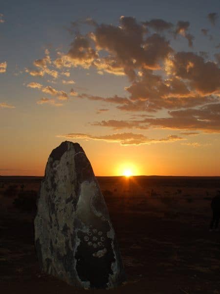 Haroon Mirza stone circle, 2018 Commissioned by Ballroom Marfa at sunset