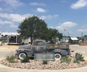 Truck parked in Community First! Village in Austin, Texas