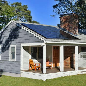 Solar panels on a small house