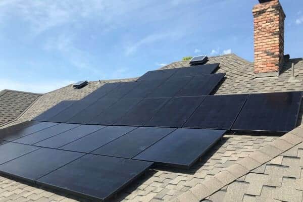 Roof view of house with Solar Panels installed in Arlington, Dallas