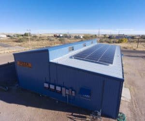 Solar panels installed in Pizza Foundation's roof in Marfa, Texas