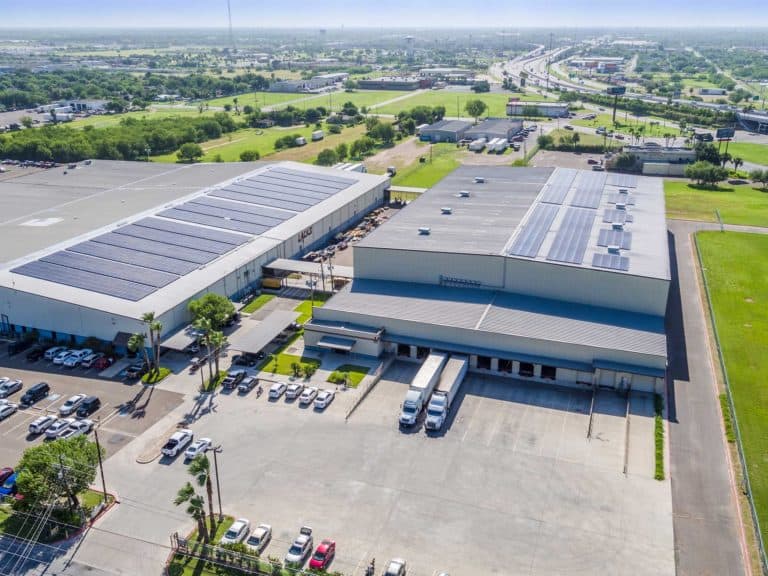 Commercial solar panel installation at Lacks Furniture Store in Pharr TX