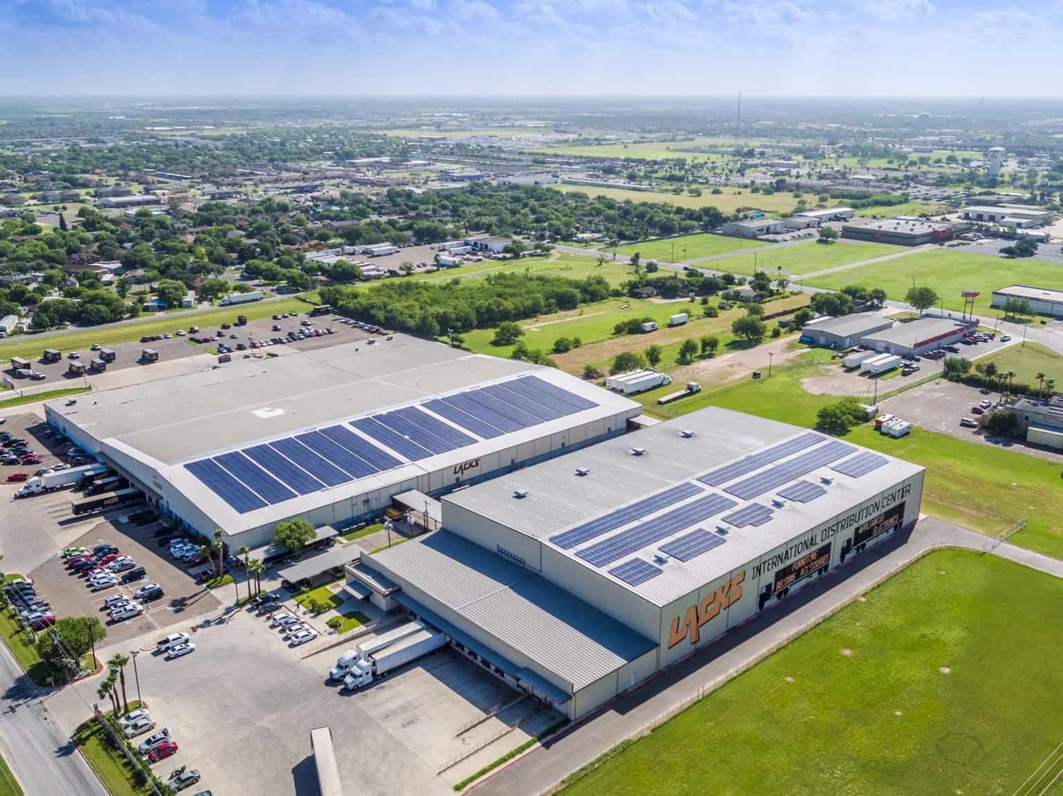 Commercial solar panel installation at Lacks Furniture Store in Pharr TX