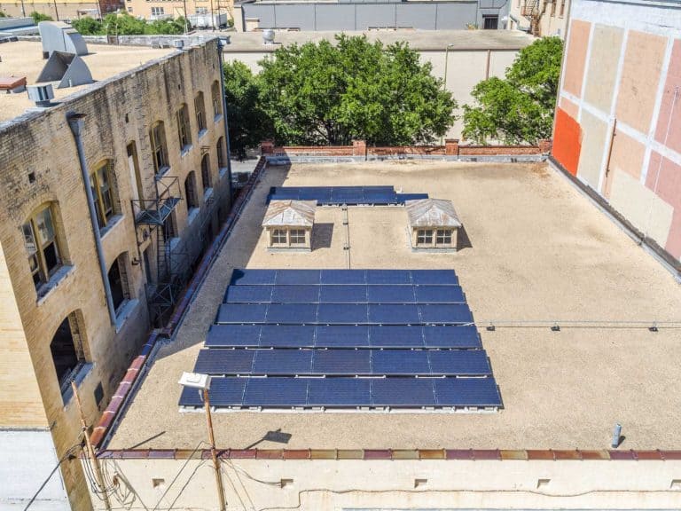 Lake Flato Architect's roof in San Antonio, Texas with solar panels