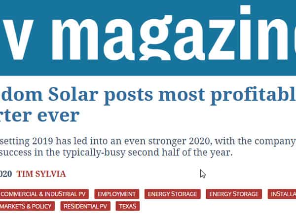 Freedom Solar Posts Most Profitable Quarter Ever