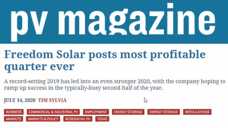 Magazine thumbnail about Freedom Solar most profitable quarter ever