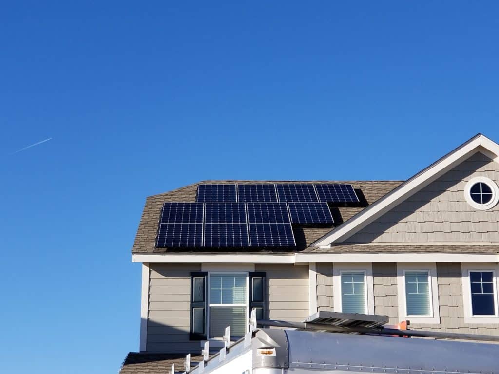 House with solar panels installed on roof