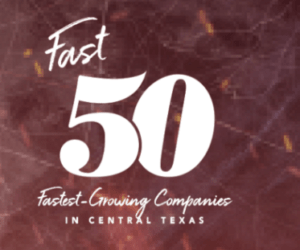 Fast 50 Fastest Growing Companies in Central Texas white logo