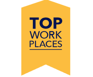 Top work places yellow badge