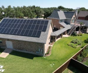 Austin house with solar array on roof of garage