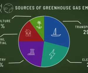 Pie chart about sources of greenhouse gas emissions