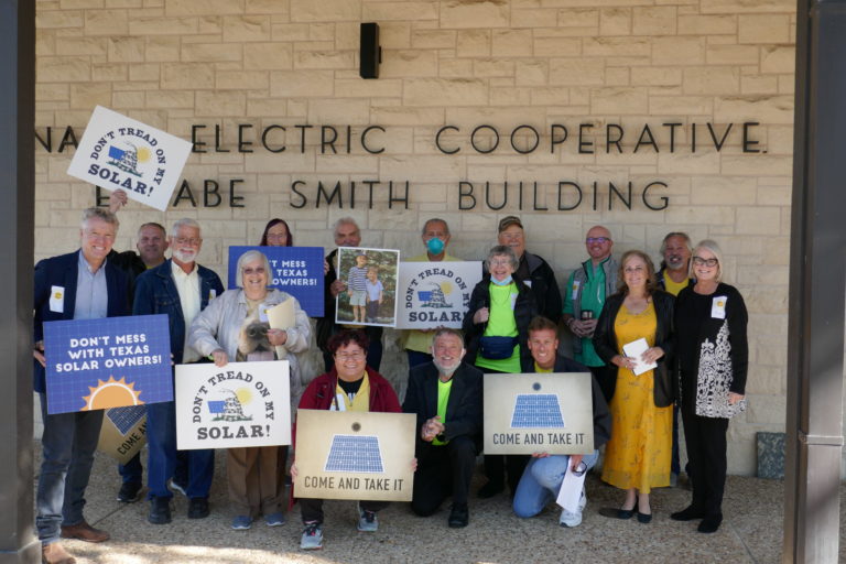 Group of PEC members protesting financial raise of solar power in their co-op