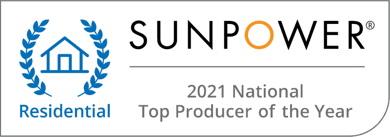 2021 SunPower Residential Regional Top Producer of the Year award
