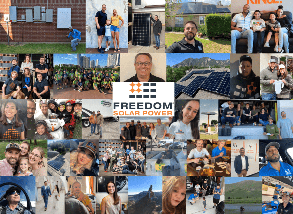 Photo collage of freedom solar power employees