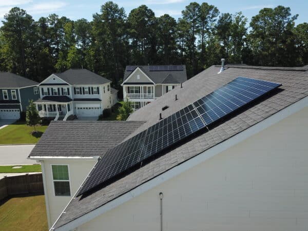 Solar panels on roof of a house in Raleigh, North Carolina area