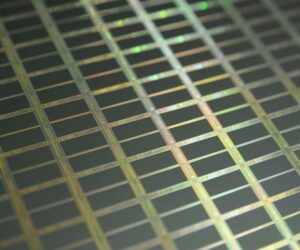 A macro square of a silicon wafer built for solar panels