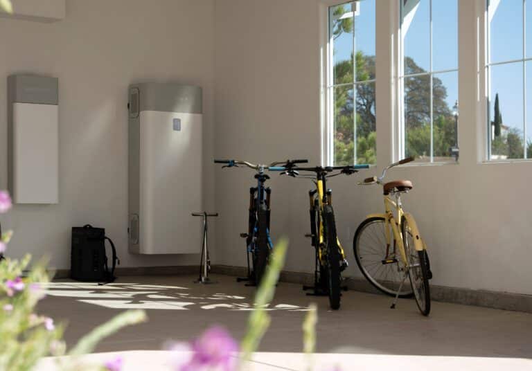 Image of a SunPower SunVault battery installed in a residential garage.