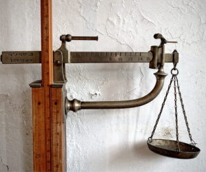 Photo of an old fashioned scale weight for objects