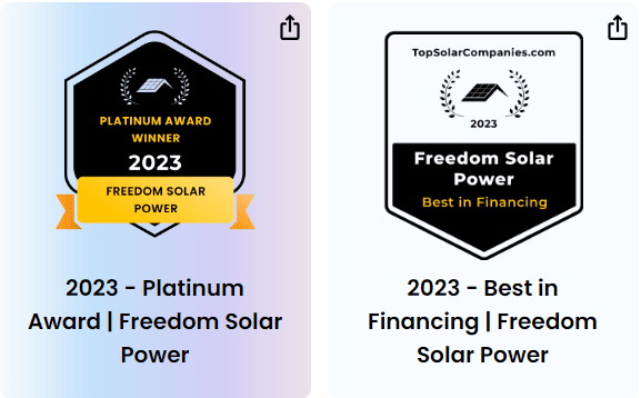 TopSolarCompanies.com Names Freedom Solar Power as a 2023 Platinum Solar Award Winner
