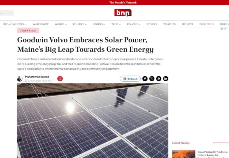 Goodwin Volvo Embraces Solar Power, Maine’s Big Leap Towards Green Energy