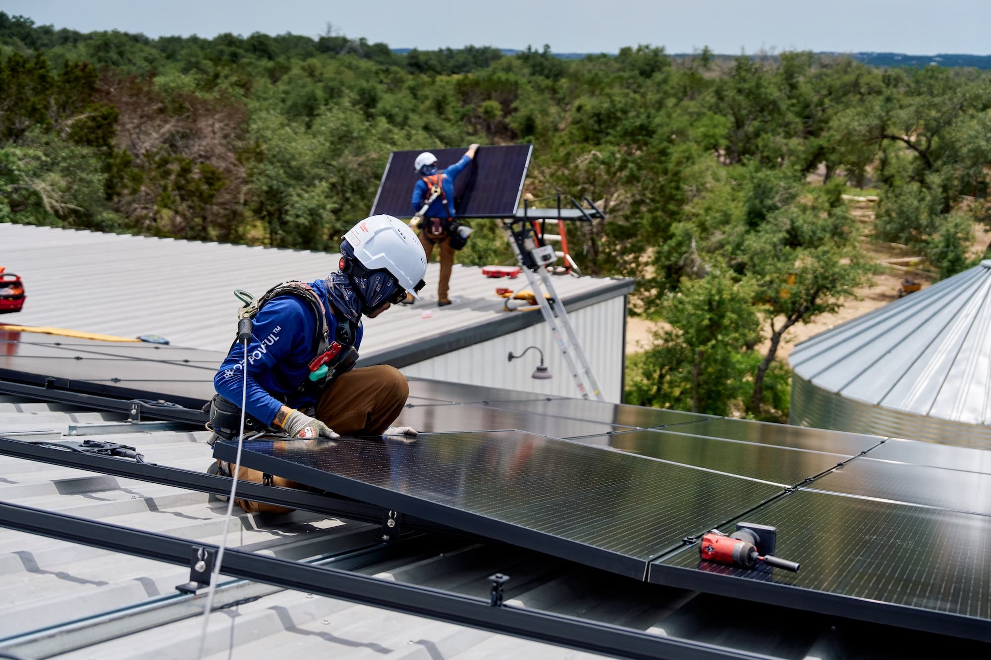Freedom Crew Installing Todd Whites Solar Array - Texas Land Conservancy